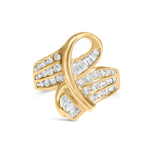 Load image into Gallery viewer, 14K Yellow Gold 1 1/3 Cttw Channel Set Diamond Bypass Cocktail Ring (J-K Color, I1-I2 Clarity) - Ring Size 7