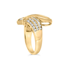 Load image into Gallery viewer, 14K Yellow Gold 1 1/3 Cttw Channel Set Diamond Bypass Cocktail Ring (J-K Color, I1-I2 Clarity) - Ring Size 7