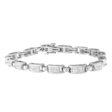 将图片加载到图库查看器,14K White Gold 2.0 Cttw Princess Cut Invisible Set Diamond Rectangular Link Bracelet (I-J Color, I1-I2 Clarity) - 7.25"