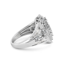 Load image into Gallery viewer, Sterling Silver 1 Cttw Diamond Pear-Shaped Triple Halo Cluster Ring