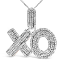 Load image into Gallery viewer, Sterling Silver 1/4 Cttw Diamond Pavé XO Pendant Necklace