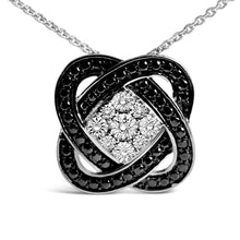 Load image into Gallery viewer, Black Rhodium Plated Sterling Silver Diamond Accent Geometric Knot Pendant Necklace