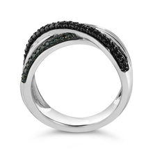 Load image into Gallery viewer, Sterling Silver 1/2 Cttw Black and Blue Diamond Crossover Bypass Ring