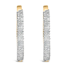 将图片加载到图库查看器,14K Yellow Gold Plated .925 Sterling Silver 1.0 Cttw Baguette Diamond Hoop Earrings