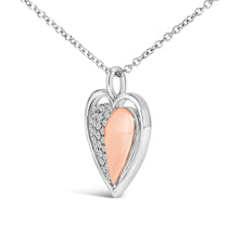 Load image into Gallery viewer, 10K Rose Gold Plated Sterling Silver 1/5 Cttw Diamond Two-Tone Heart Pendant Necklace
