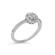 Load image into Gallery viewer, Sterling Silver 1/5 Cttw Diamond Round Motif Halo Ring