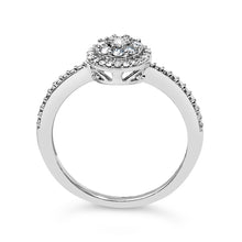 Load image into Gallery viewer, Sterling Silver 1/5 Cttw Diamond Round Motif Halo Ring