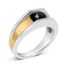 Load image into Gallery viewer, Men's 14K Yellow Gold Plated Sterling Silver 1.0 Cttw Round Black Diamond Band Ring