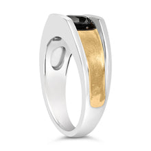 Load image into Gallery viewer, Men's 14K Yellow Gold Plated Sterling Silver 1.0 Cttw Round Black Diamond Band Ring