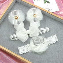 Load image into Gallery viewer, Flower Baby Girl Headband Socks Set Shoes With Crown Bows Newborn Headbands For Girls Turban Baby Hair Accessories