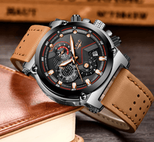 将图片加载到图库查看器,Men's Waterproof Modern Watch With Leather Belts, Stainless Steel Case Excellent Look Perfect Gift