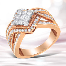 Load image into Gallery viewer, Two-Tone 10KT Gold Diamond Bypass Cocktail Ring (1 1/2 cttw, H-I Color, I1-I2 Clarity)