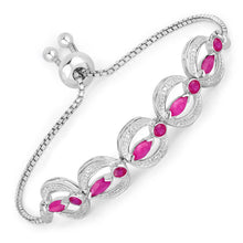 Load image into Gallery viewer, 1.65 Carat Genuine Ruby and White Diamond .925 Sterling Silver Bracelet