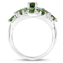将图片加载到图库查看器,2.77 Carat Genuine Chrome Diopside and White Zircon .925 Sterling Silver Ring
