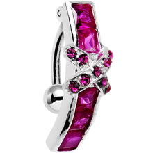 Load image into Gallery viewer, Top Mount Sterling Silver 925 Siam Red X Cubic Zirconia Belly Ring