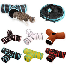 将图片加载到图库查看器,2/3/4/5 Holes Pet Cat Tunnel Toys Foldable Pet Cat Kitty Training Interactive Fun Toy For Cats Rabbit Animal Play Tunnel Tube For Cats Tunnels for Indoor Cats Cat Tube Collapsible 3 Way Pet Tunnel Great Toy for Cats