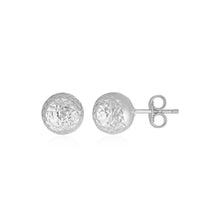 Load image into Gallery viewer, 14k White Gold Ball Earrings with Crystal Cut Texture