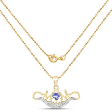 Load image into Gallery viewer, 14K Yellow Gold Plated 0.62 Carat Genuine Tanzanite and White Topaz .925 Sterling Silver Pendant