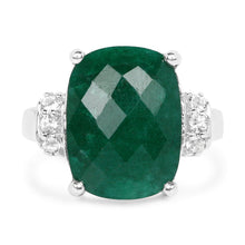 Load image into Gallery viewer, 8.50 Carat Dyed Emerald and White Topaz .925 Sterling Silver Ring