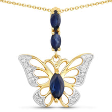 Load image into Gallery viewer, 0.92 Carat Genuine Blue Sapphire and White Zircon .925 Sterling Silver Pendant