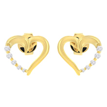 Load image into Gallery viewer, 14K Yellow Gold 1/8 Cttw Diamond Journey Heart Hoop Earrings (K-L Color, I1-I2 Clarity)