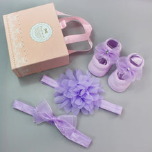 Load image into Gallery viewer, Flower Baby Girl Headband Socks Set Shoes With Crown Bows Newborn Headbands For Girls Turban Baby Hair Accessories