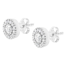 Load image into Gallery viewer, 14k White Gold 1 cttw Diamond Halo Stud Earrings (I-J Clarity, I1-I2 Color)