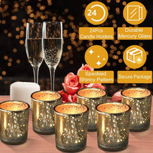 将图片加载到图库查看器,24-Pieces Gold Votive Tealights Candle Holder Mercury Glass