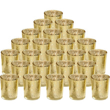 将图片加载到图库查看器,24-Pieces Gold Votive Tealights Candle Holder Mercury Glass