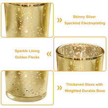 将图片加载到图库查看器,24-Pieces Gold Votive Tealights Candle Holder Mercury Glass