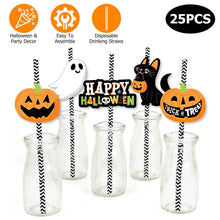 Load image into Gallery viewer, 24-Pieces: Halloween Party Striped Decorative Paper Straws