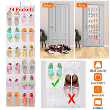 Load image into Gallery viewer, 24-Pocket: Over the Door Shoes Rack Crystal Clear Organizer