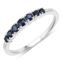 Load image into Gallery viewer, 0.45 Carat Genuine Blue Sapphire and White Diamond 14K White Gold Ring