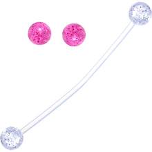 Load image into Gallery viewer, Pregnant Belly Button Ring Clear and Pink Glitter Pack Set