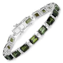 Load image into Gallery viewer, 19.04 Carat Genuine Green Tourmaline and White Diamond 14K White Gold Bracelet