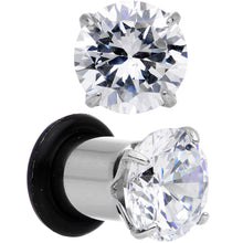 将图片加载到图库查看器,2G Clear CZ Gem Stainless Steel Single Flare Plug Set