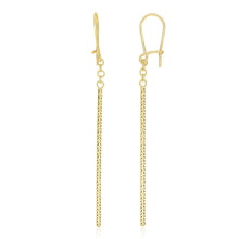 Load image into Gallery viewer, 14k Yellow Gold Long Bar Diamond Cut Drop Earrings