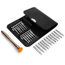 Load image into Gallery viewer, 25-Piece Set: Precision Tool Repair Kit with Leather Case
