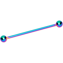 Load image into Gallery viewer, 14G Rainbow Anodized Titanium Industrial Barbell Earring