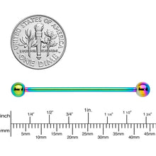 Load image into Gallery viewer, 14G Rainbow Anodized Titanium Industrial Barbell Earring