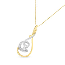 Load image into Gallery viewer, Espira 10K Two-Tone Yellow & White 1/6 Cttw Brilliant-Cut Diamond Layered Spiral 18" Pendant Necklace (H-I Color, I2-I3 Clarity)