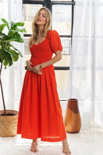 Load image into Gallery viewer, Popcorn Smocked Puff Sleeve Dress For Women – Textured, Elegant, Fluttering, Feminine, Stylish, Trendy For Special Occasions