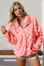 Load image into Gallery viewer, Double Take Checkered Long Sleeve Fuzzy Jacket Cozy & Trendy Outerwear For Women