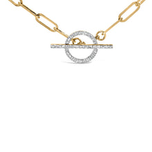 Load image into Gallery viewer, 14KT Yellow Gold 1/4 Cttw Diamond Toggle Clasp Paperclip Link Necklace (I-J Color, I1-I2 Clarity) - 18" Inches