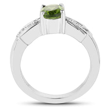 Load image into Gallery viewer, 1.13 Carat Genuine Peridot and White Topaz .925 Sterling Silver Ring