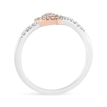 Load image into Gallery viewer, 14K Rose Gold Plated and White .925 Sterling Silver 1/5 Cttw Round-Cut Diamond Open Heart Promise Ring (I-J Color, I2-I3 Clarity) - Ring Size 7