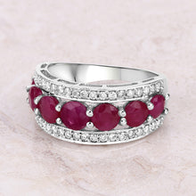 Load image into Gallery viewer, 3.24 Carat Genuine Ruby and White Diamond 14K White Gold Ring