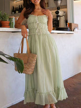 Load image into Gallery viewer, Vintage Ruffled Hem Midi Dress With Tied And Ruched Detail Elegant Feminine Girls Dress