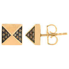 Load image into Gallery viewer, 14K Rose Gold 1/4 Cttw Brown Diamond Pyramid Stud Earring (Brown Color, SI1-SI2 Clarity)