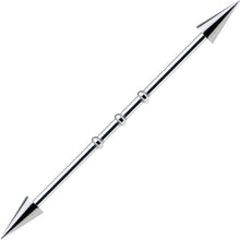 Load image into Gallery viewer, Surgical Steel Spiked Industrial Barbell Earring